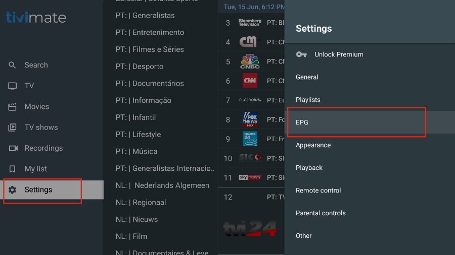 Imagen Configuración EPG